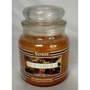 Yankee Candle Hot Buttered Rum Classic Black Band Retired 14.5 Oz. Jar Candle